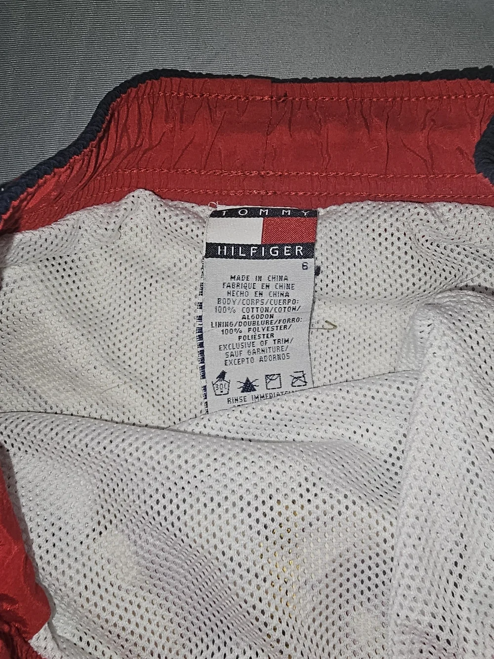 Tommy Hilfiger Purple Leaf-Print Kids Swim Trunks with Cream Pattern